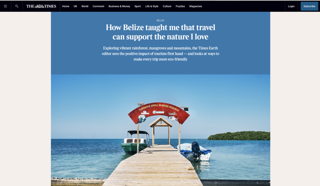 Belize in The times article on sustainability 